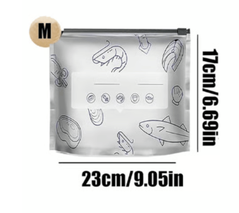Food Storage Bag Reusable Aluminum Airtight Labeling Area