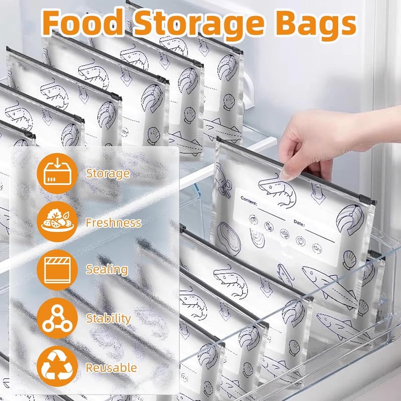 Food Storage Bag Reusable Aluminum Airtight Labeling Area