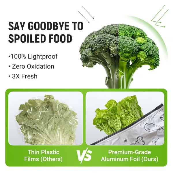 Food Storage Bag Reusable Aluminum Airtight Labeling Area