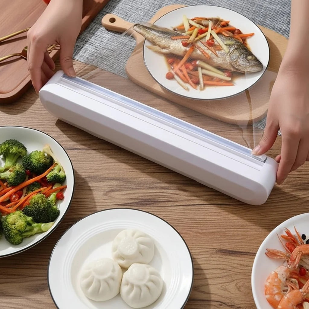 Food Wrap Dispenser Integrated Cutter Film & Foil Compatible