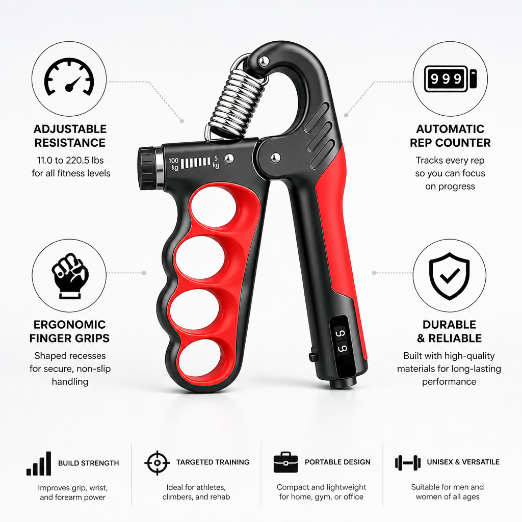 Forearm Trainer Adjustable 11–220 Lbs Automatic Rep Counter
