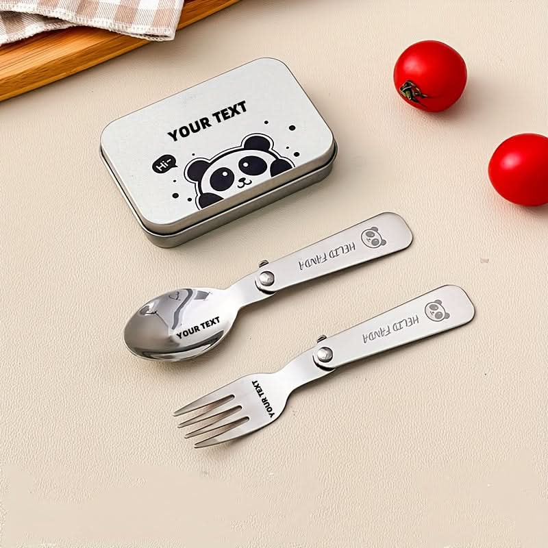 Fork & Spoon Set Foldable Stainless Steel Compact Case