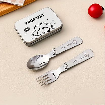 Fork & Spoon Set Foldable Stainless Steel Compact Case