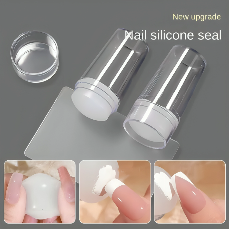 French Manicure Stamp Set Silicone Removable Plates 2-Piece