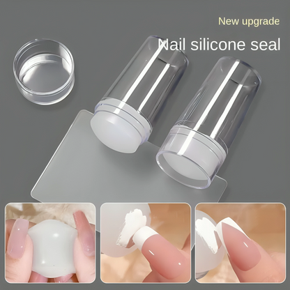 French Manicure Stamp Set Silicone Removable Plates 2-Piece
