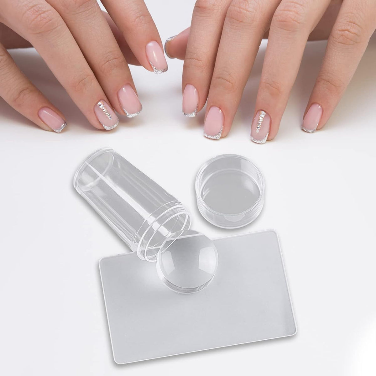 French Manicure Stamp Set Silicone Removable Plates 2-Piece