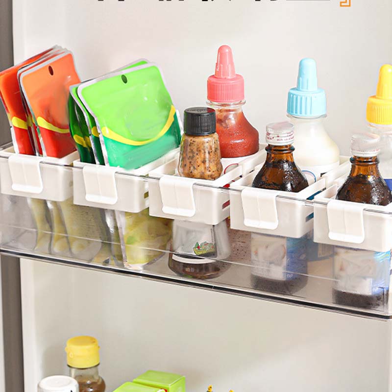 Fridge Door Organizer Adjustable Clamp Space-Saving Polypropylene