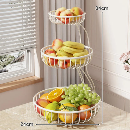 Fruit Bowl Stand Tiered Open-Wire Space-Saving