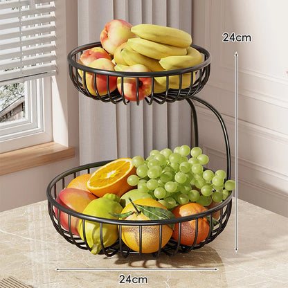 Fruit Bowl Stand Tiered Open-Wire Space-Saving