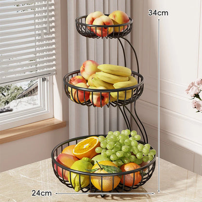 Fruit Bowl Stand Tiered Open-Wire Space-Saving