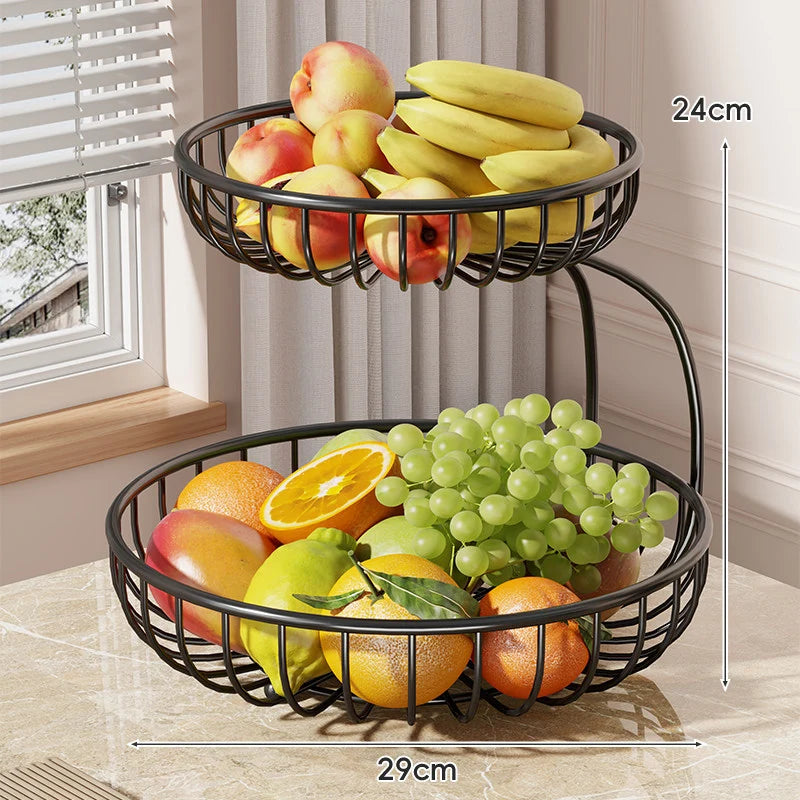 Fruit Bowl Stand Tiered Open-Wire Space-Saving