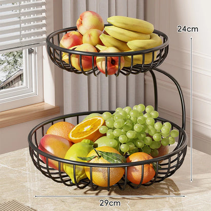 Fruit Bowl Stand Tiered Open-Wire Space-Saving
