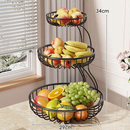 Fruit Bowl Stand Tiered Open-Wire Space-Saving