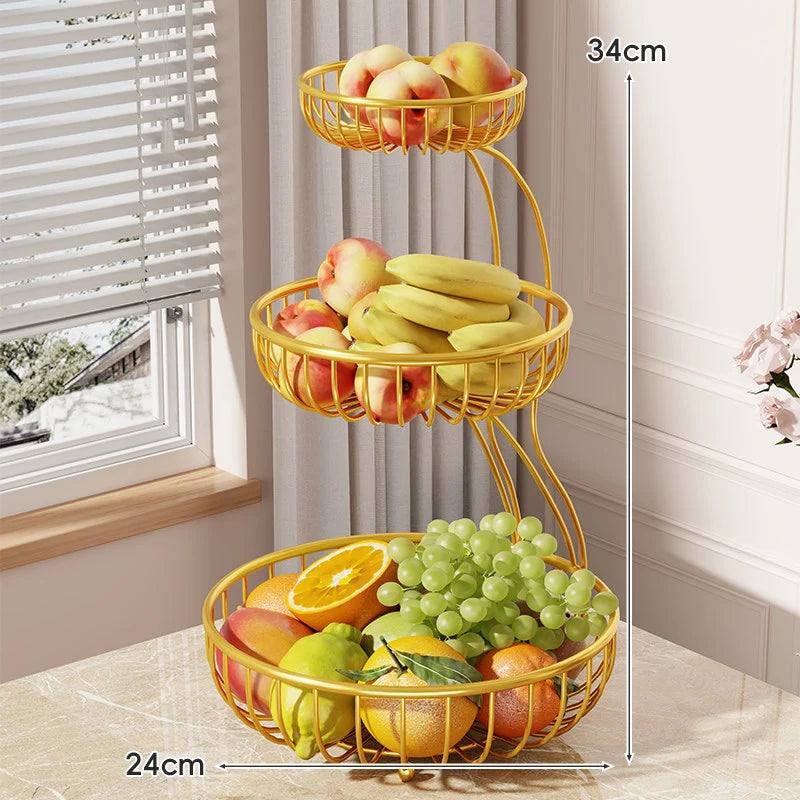 Fruit Bowl Stand Tiered Open-Wire Space-Saving
