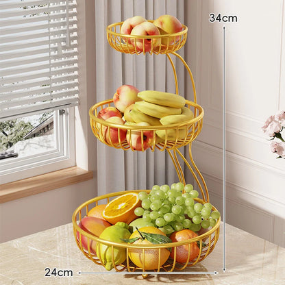 Fruit Bowl Stand Tiered Open-Wire Space-Saving
