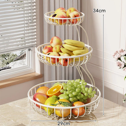 Fruit Bowl Stand Tiered Open-Wire Space-Saving