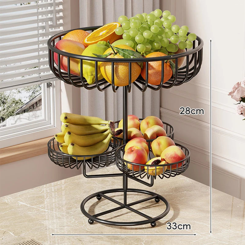 Fruit Bowl Stand Tiered Open-Wire Space-Saving Metal