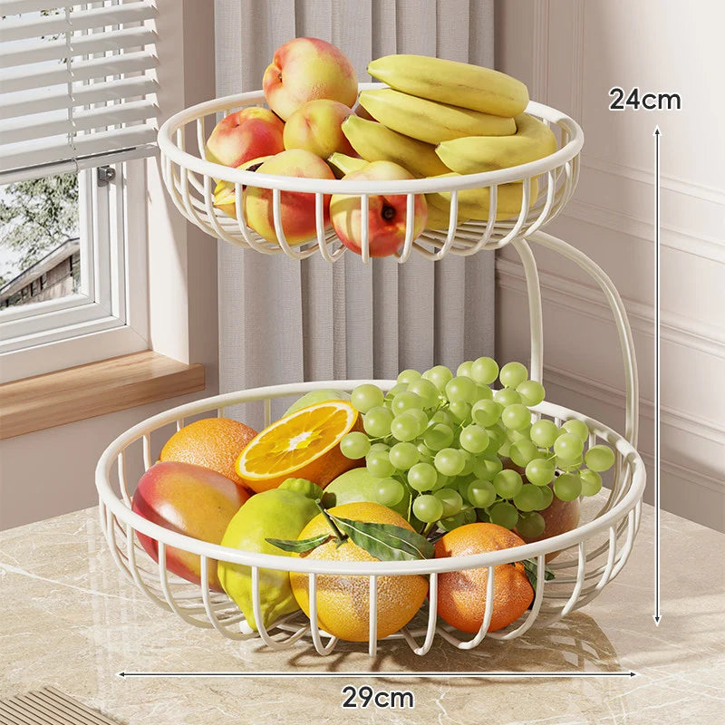 Fruit Bowl Stand Tiered Open-Wire Space-Saving Metal