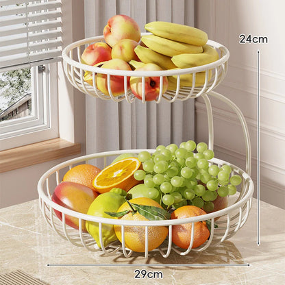 Fruit Bowl Stand Tiered Open-Wire Space-Saving Metal