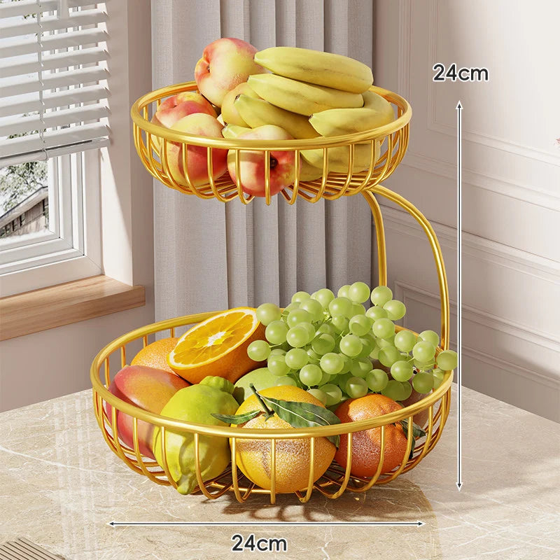 Fruit Bowl Stand Tiered Open-Wire Space-Saving Metal