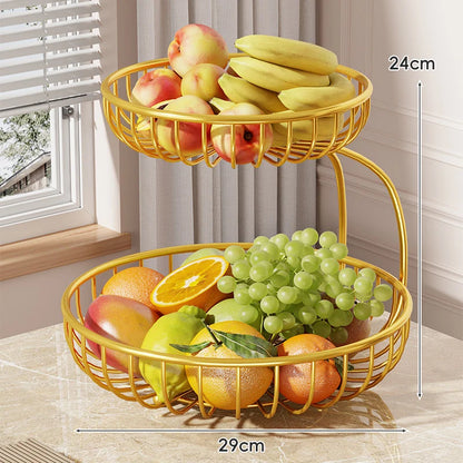 Fruit Bowl Stand Tiered Open-Wire Space-Saving Metal