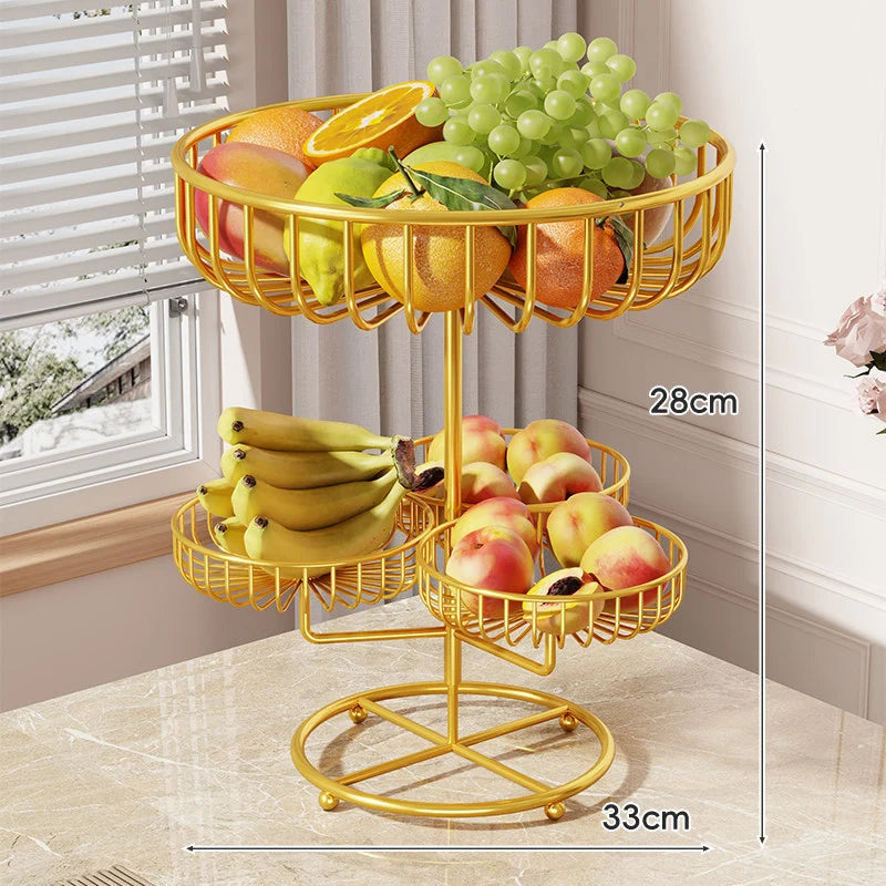Fruit Bowl Stand Tiered Open-Wire Space-Saving Metal