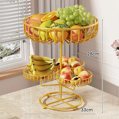 Fruit Bowl Stand Tiered Open-Wire Space-Saving Metal
