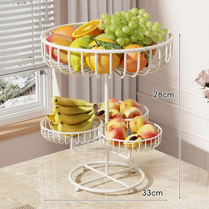 Fruit Bowl Stand Tiered Open-Wire Space-Saving Metal