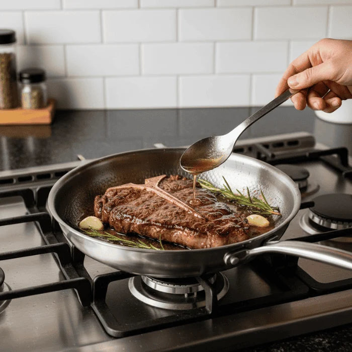 Frying Pan 304 Stainless Steel Induction Compatible Three-Layer Construction