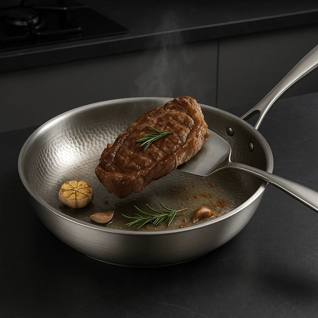 Frying Pan 304 Stainless Steel Induction Compatible Three-Layer Construction
