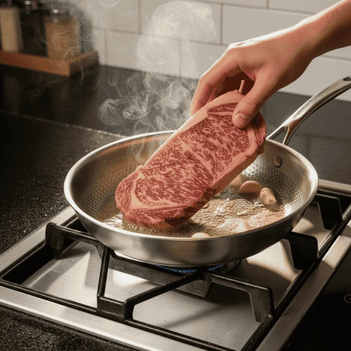 Frying Pan 304 Stainless Steel Uncoated Induction-Compatible