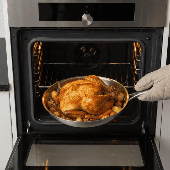 Frying Pan 304 Stainless Steel Uncoated Induction-Compatible