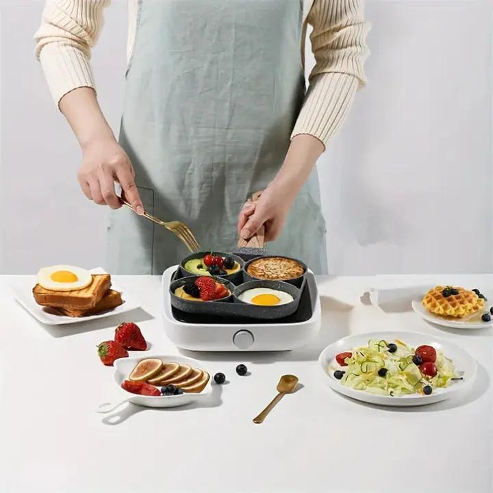 Frying Pan 4-Compartment Maifan Stone Nonstick Cast Aluminum