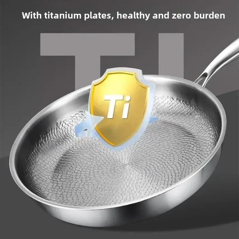 Frying Pan Hammered Stainless Steel Non-Stick Induction-Ready