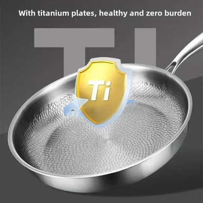 Frying Pan Hammered Stainless Steel Non-Stick Induction-Ready