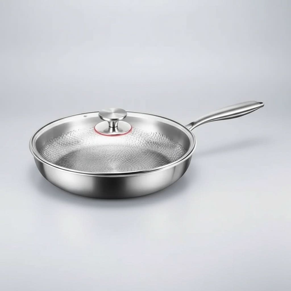 Frying Pan Hammered Stainless Steel Non-Stick Induction-Ready