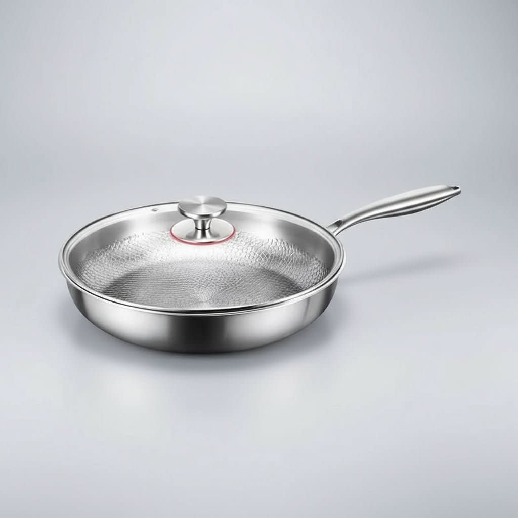 Frying Pan Hammered Stainless Steel Non-Stick Induction-Ready