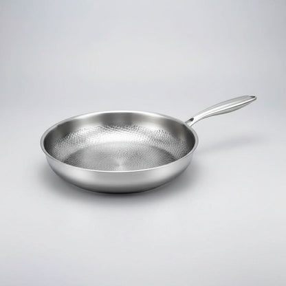 Frying Pan Hammered Stainless Steel Non-Stick Induction-Ready