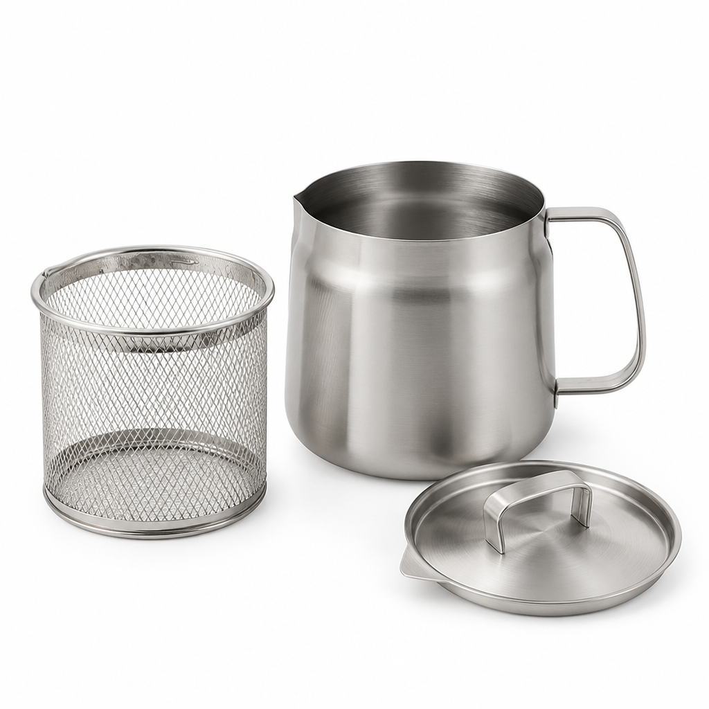 Frying Pot Set Removable Sieve & Pouring Spout