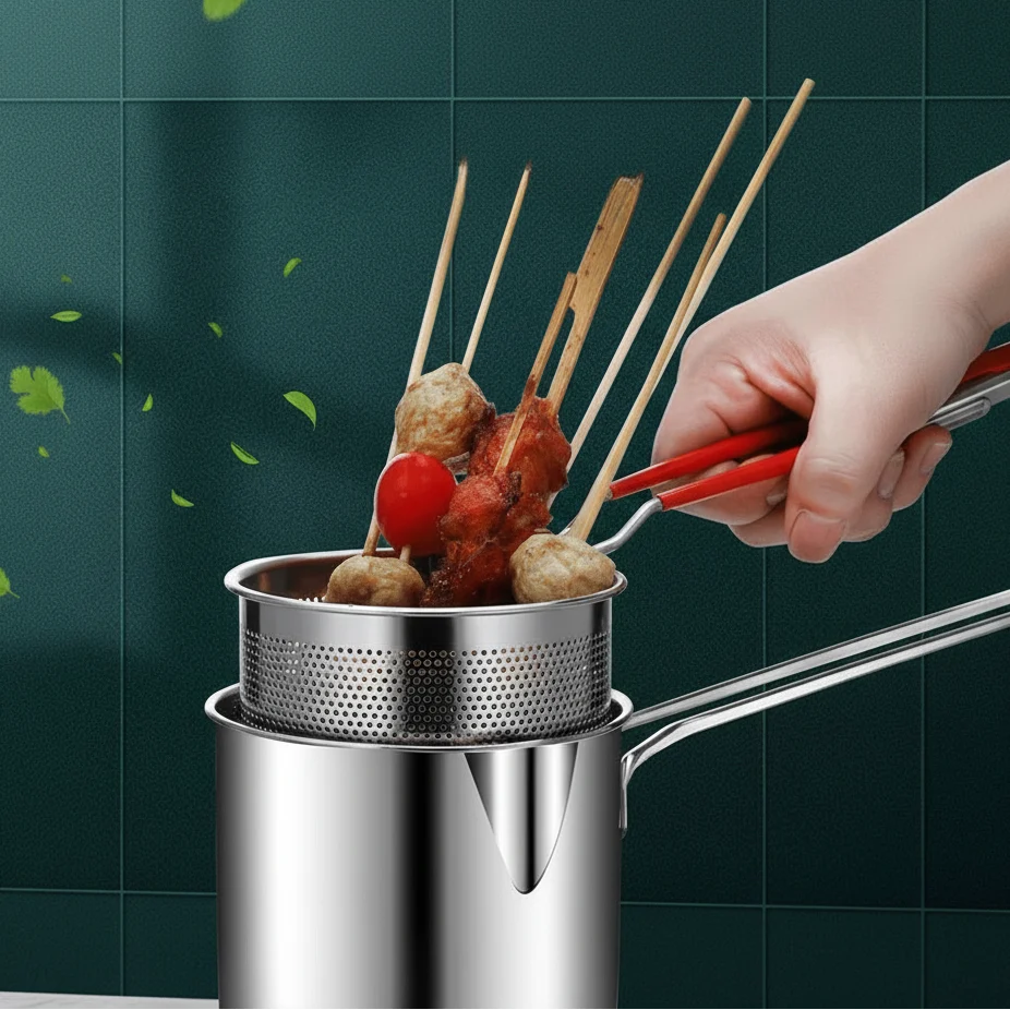Frying Pot Stainless Steel Pouring Spout 1.2 L