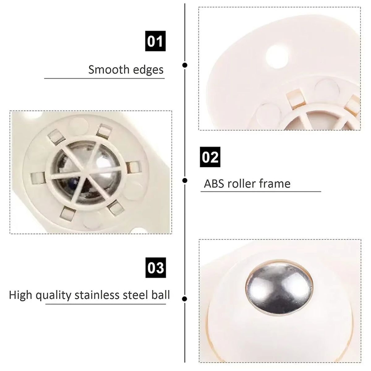 Furniture Gliders 360° Stainless Steel Ball Set of 8