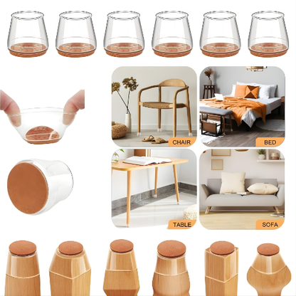 Furniture Leg Protectors Clear Stretch Silicone Felt Pads