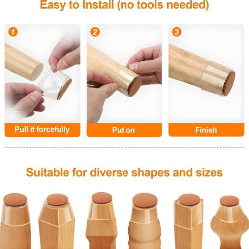 Furniture Leg Protectors Clear Stretch Silicone Felt Pads