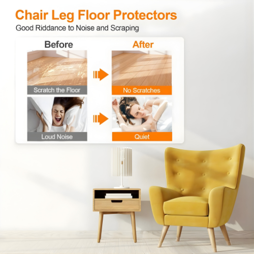 Furniture Leg Protectors Clear Stretch Silicone Felt Pads