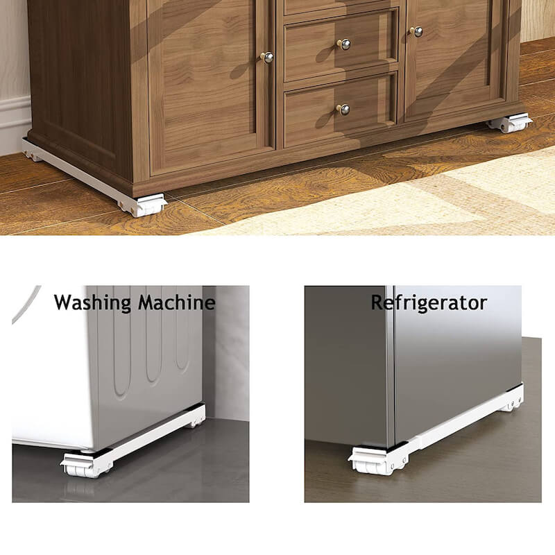 Furniture Roller Base Heavy-Duty Metal Smooth Wheels & Non-Slip Pads