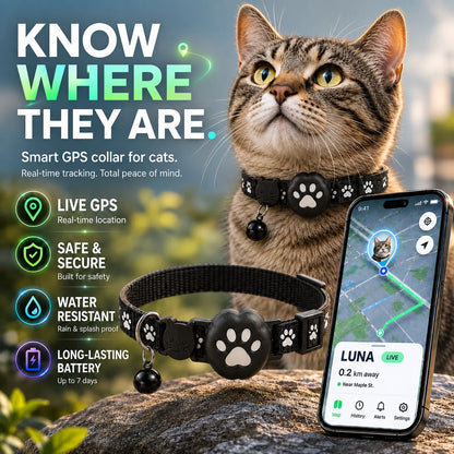 GPS Cat Collar Real-Time GPS Reflective Water-Resistant Silicone