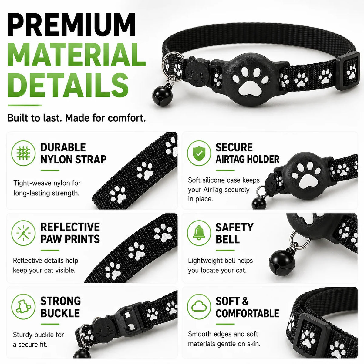 GPS Cat Collar Real-Time GPS Reflective Water-Resistant Silicone
