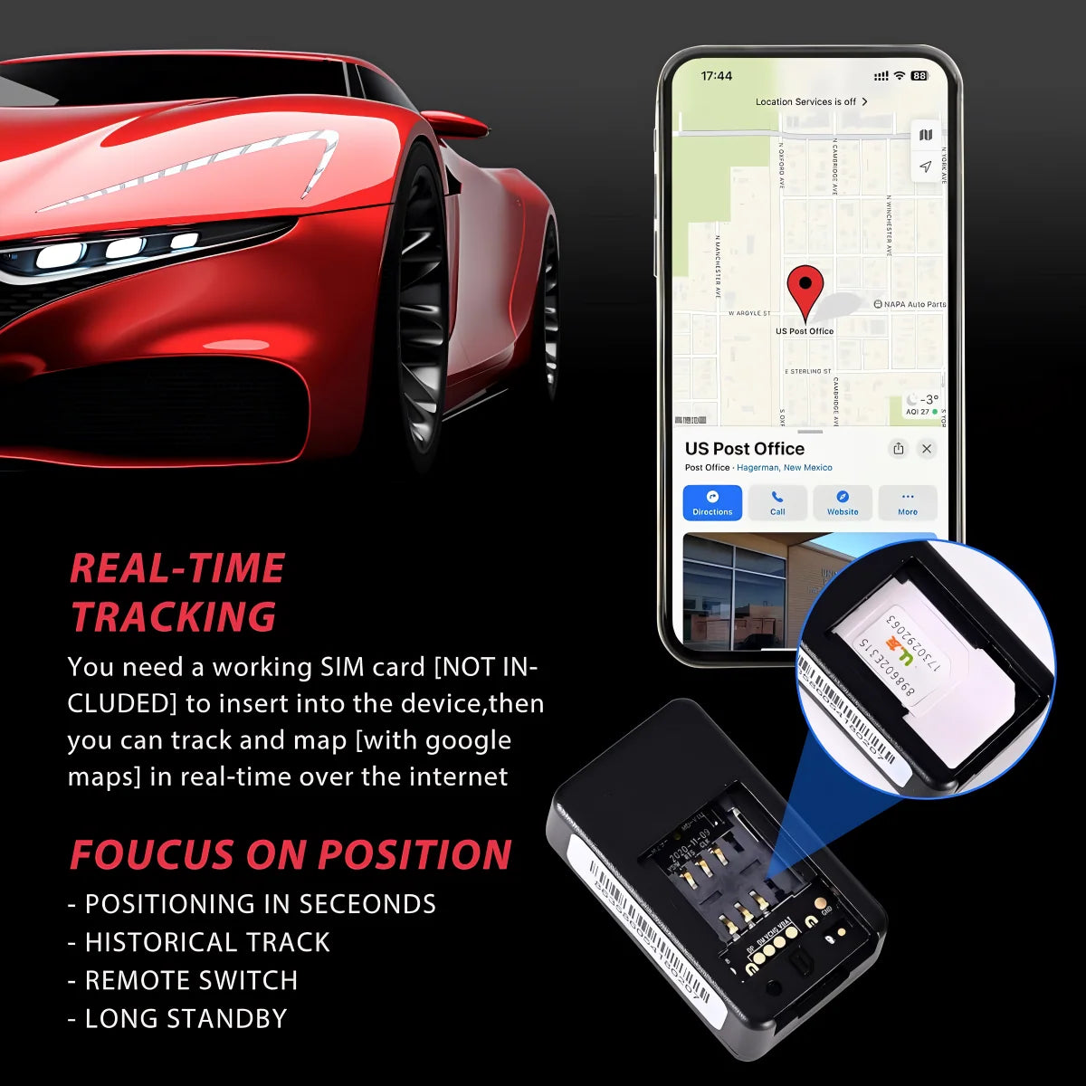 GPS Tracker Waterproof 180-Day Standby Magnetic Mini