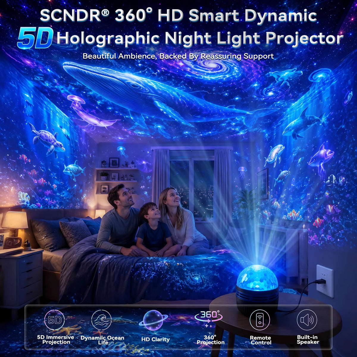Galaxy Projector Night Light Dynamic Effects 360° Gooseneck