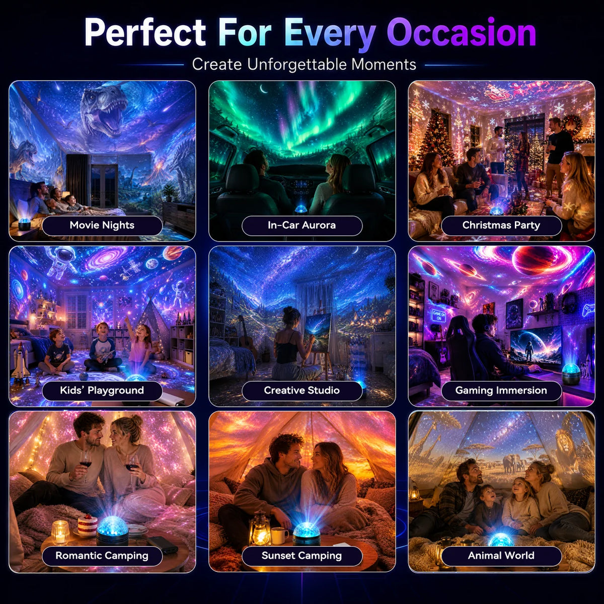 Galaxy Projector Night Light Dynamic Effects 360° Gooseneck